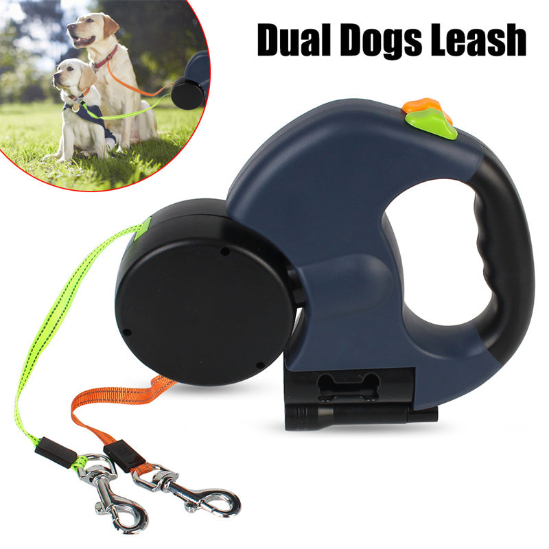 GlowLeash Duo™ – LED Reflective Tangle-Free Leash for Two Dogs