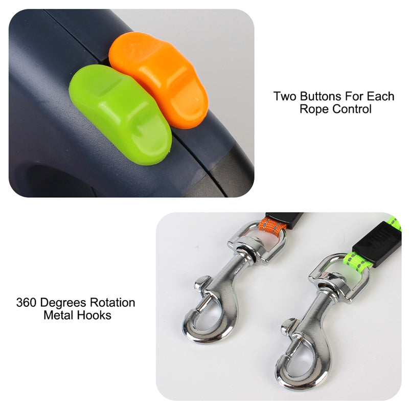GlowLeash Duo™ – LED Reflective Tangle-Free Leash for Two Dogs